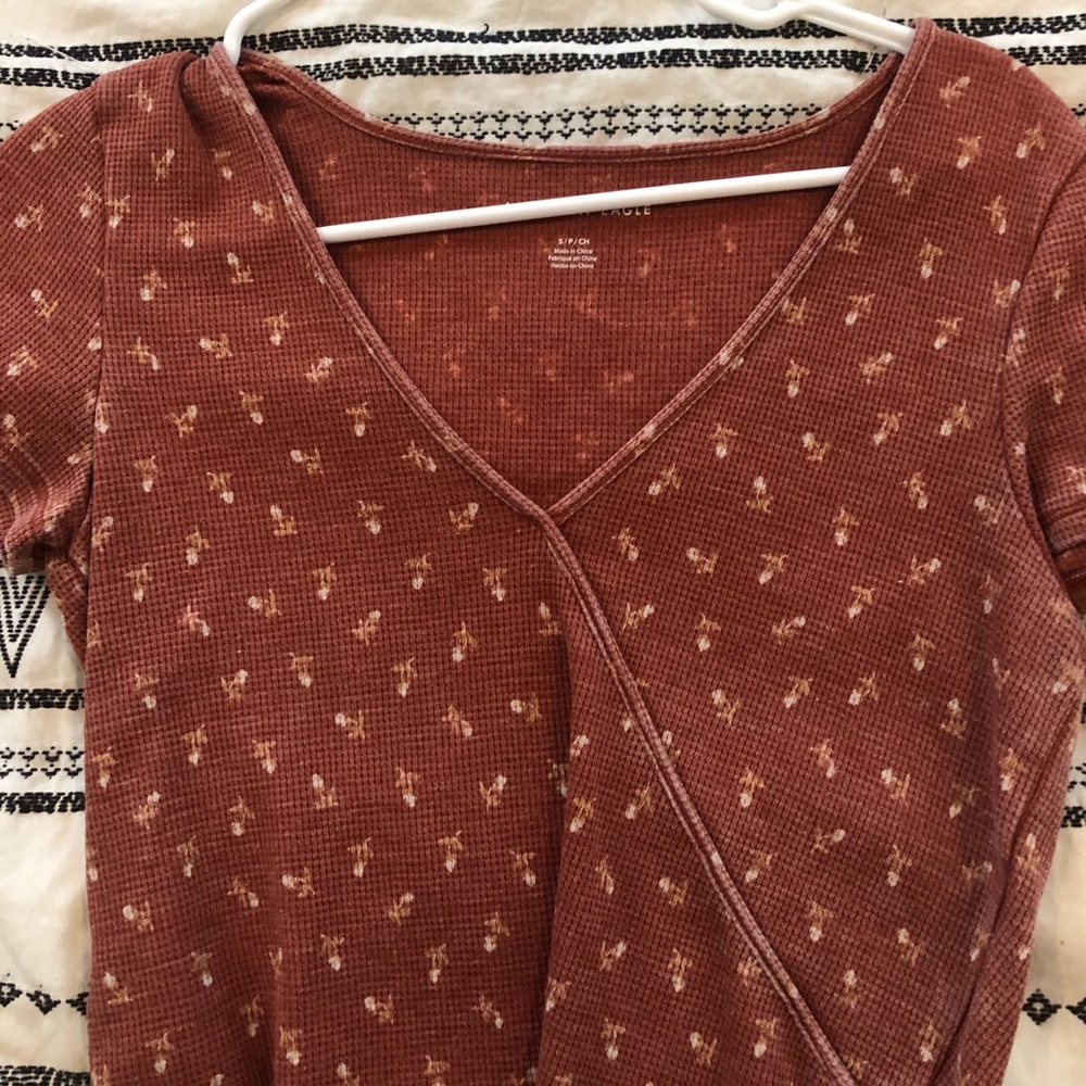 Pink floral cropped tee